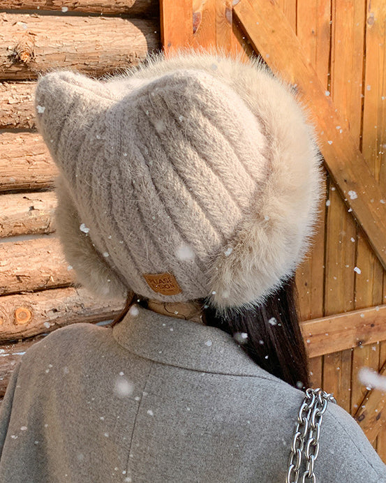 Cat Ear Wool Knit Fuzzy Warm Hat