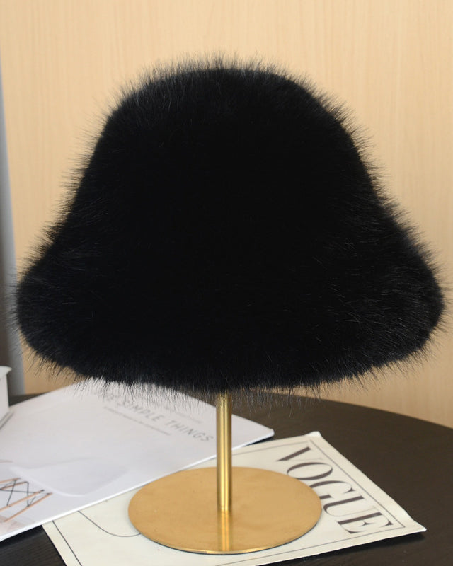Faux Fur Fox Fur Hat Plush Fisherman Hat