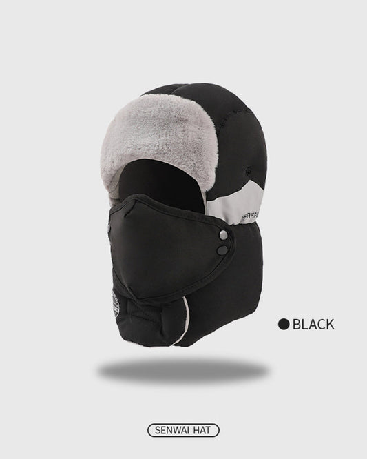 Fleece-lined Thickened Waterproof Windproof Ear & Face Covering Pullover Beanie