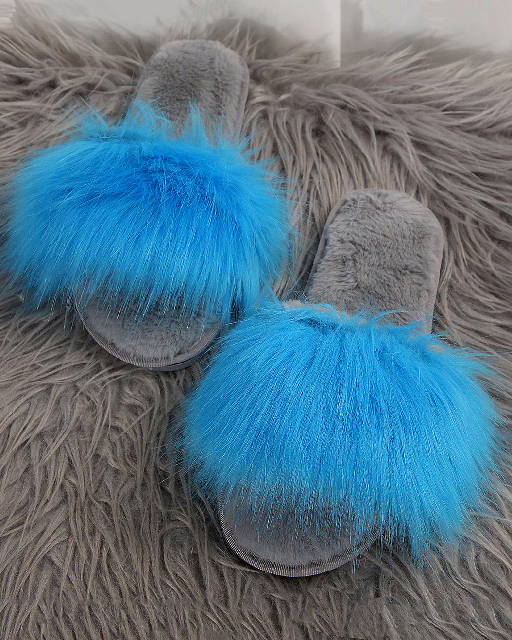 Solid Color Long Plush Fuzzy Flat Slippers