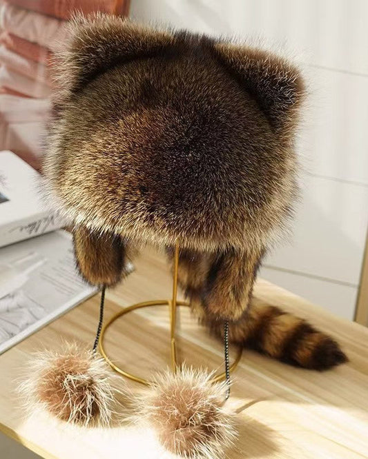 Small Raccoon Ear Protection Cap Warm Thick Autumn And Winter Stuffy Hat