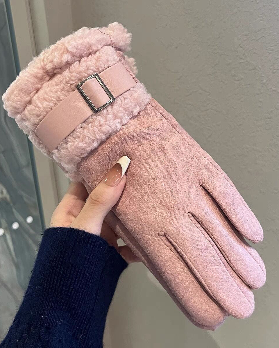 Lamb Plush Padded Warm Outdoor Gloves