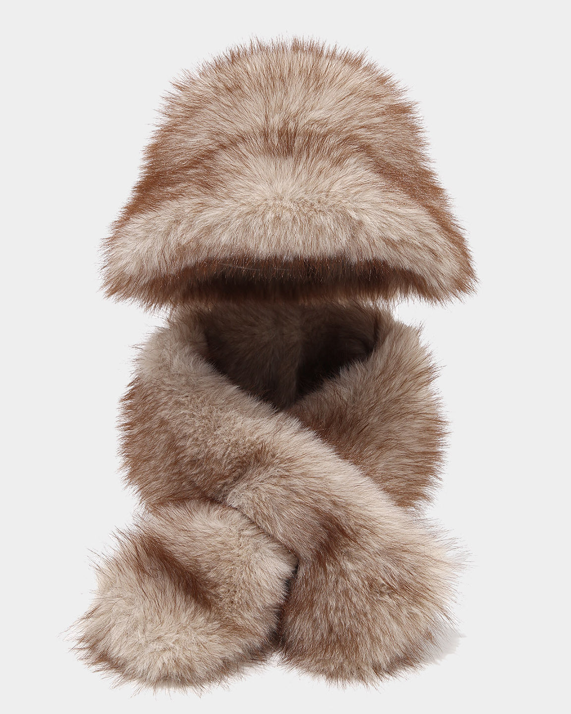 Solid Color Fluffy Plush Two-Piece Set: Scarf & Fisherman Hat