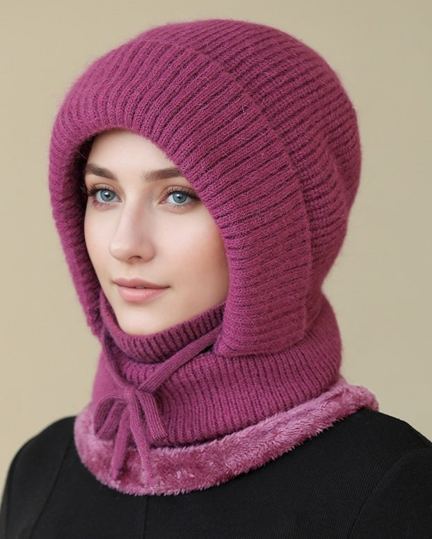 Hat Scarf Mask One-piece Plus Velvet Warm Cold-proof Wind Knitted Wool Hat