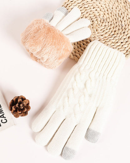 Warm Gloves Velvet Padded Arctic Velvet Winter Touch Screen Knitted Gloves