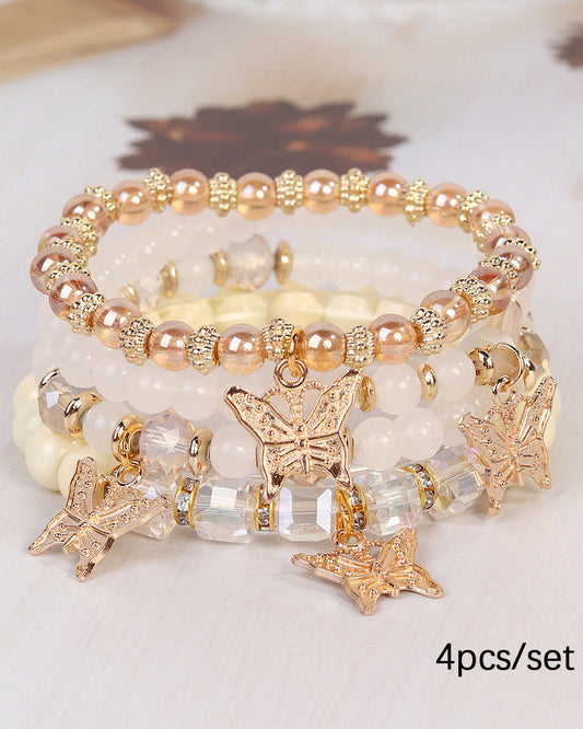 Butterfly Pendant Beaded Bracele