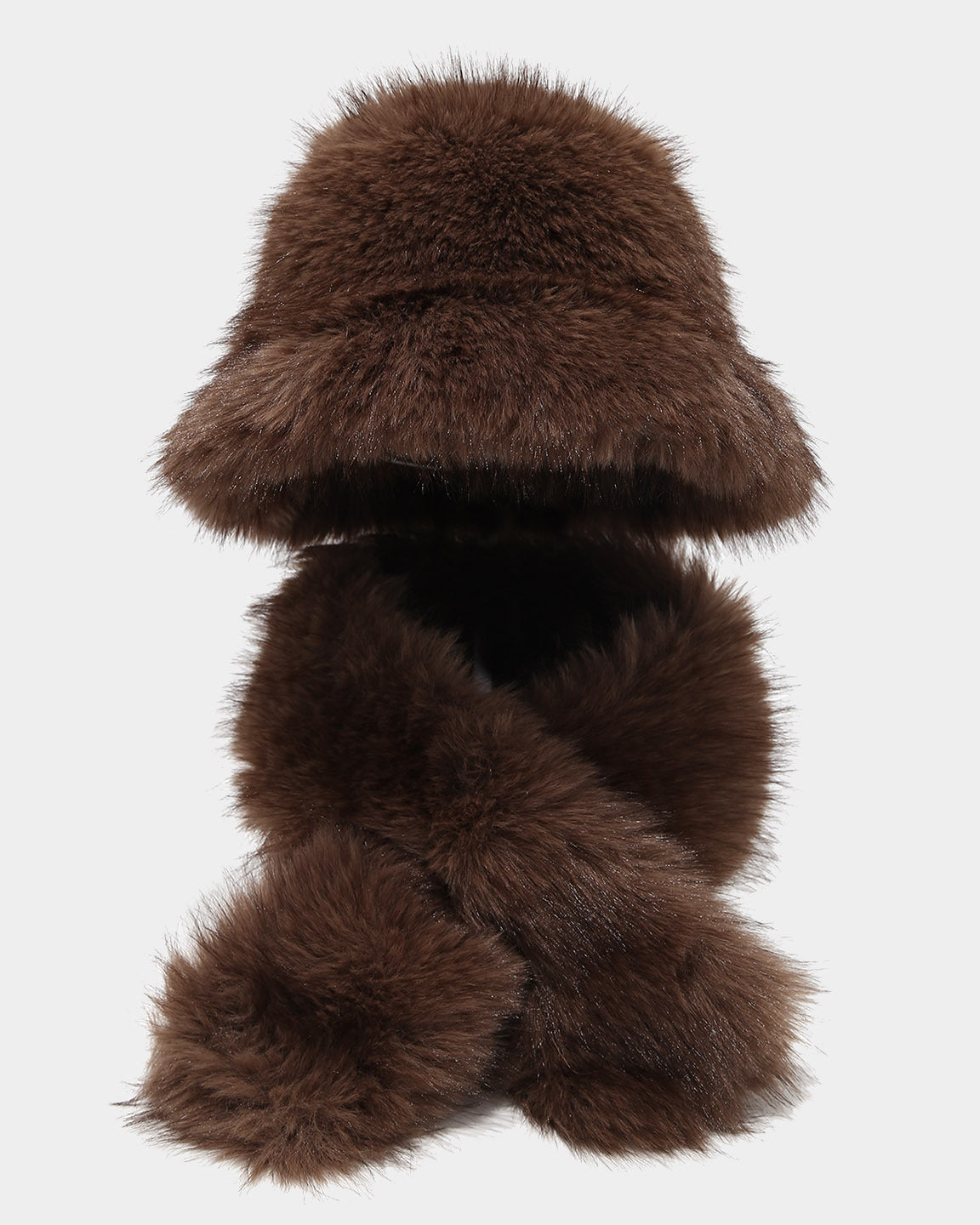 Solid Color Fluffy Plush Two-Piece Set: Scarf & Fisherman Hat