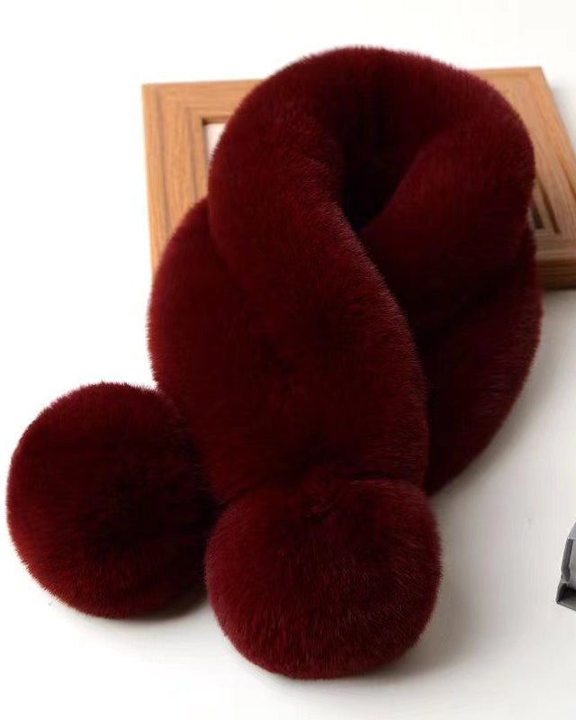Solid Color Fashion Scarf Warm Imitation Rex Rabbit Fur Scarf