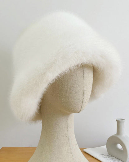Women's Imitation Fox Fur Fisherman Hat Cold-proof Warm Ear Protection Mongolian Hat