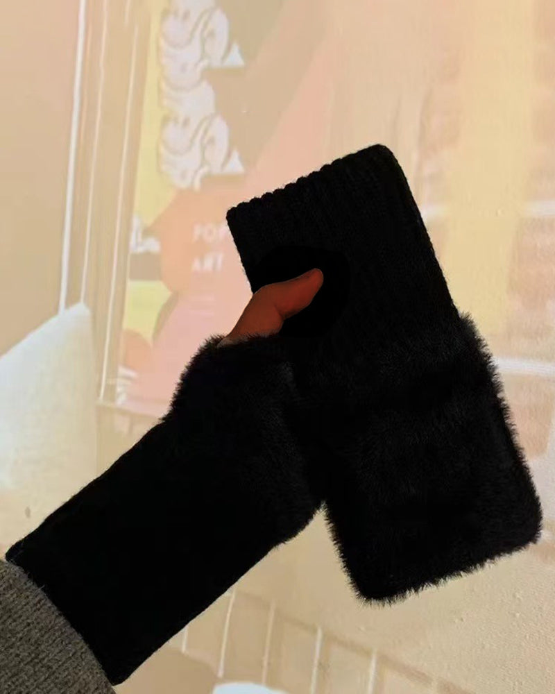 Plush Warm Fingerless Gloves