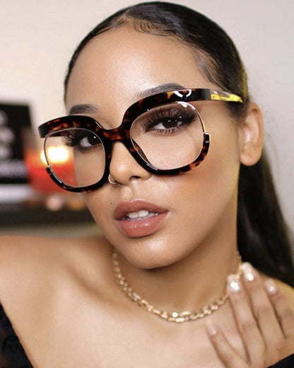 Women'S Y2K Fashion Glasses - Oversized Clear Lens Fashion Glasses with Metal Hinge