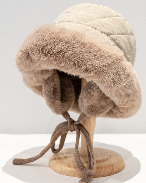 Plush Brim Fleece-Lined Thermal Earflap Bucket Hat
