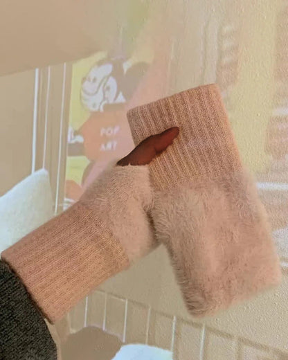 Plush Warm Fingerless Gloves