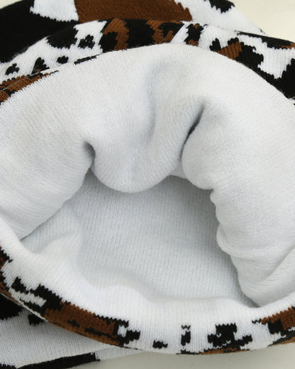 Unisex High-Quality Multicolor Cow Print Western Style Moire Knit Beanie