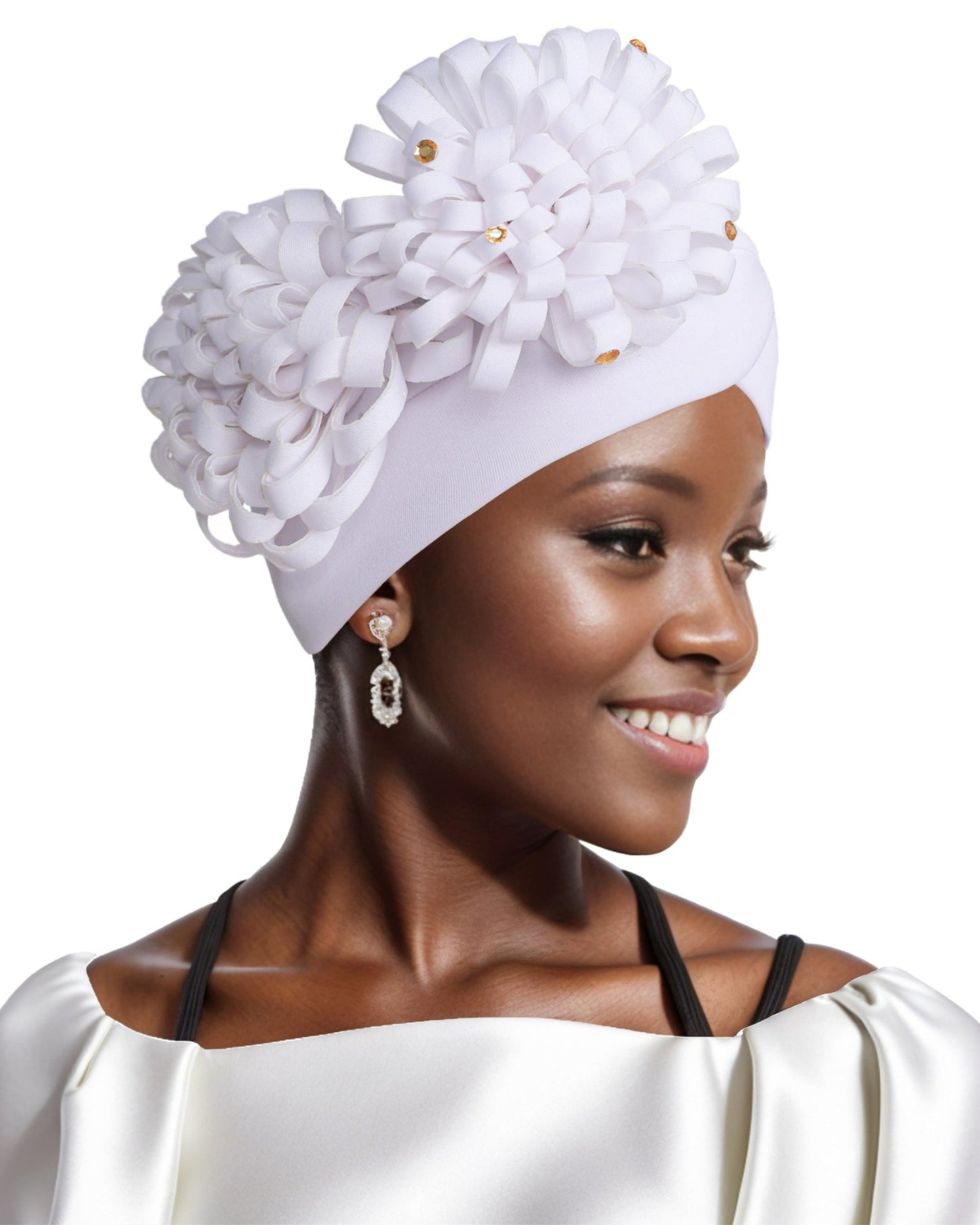 African-Style Side-Mounted Oversized Flower Turban Hat For Women