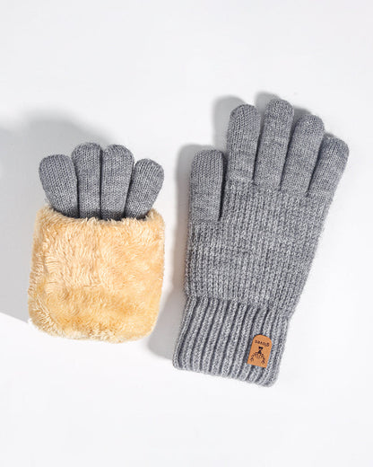 Double-layered Touchscreen Fleece-lined Knitted Gloves
