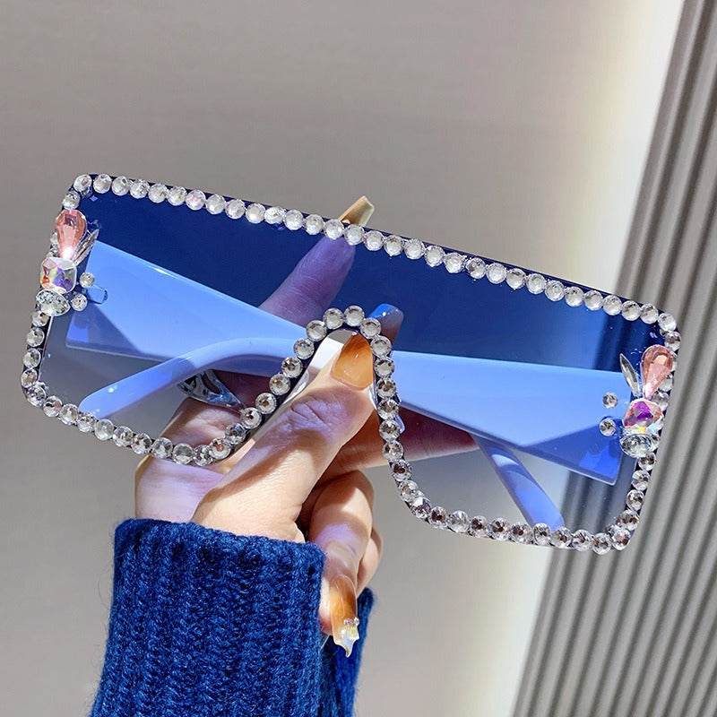 UV-Protective Oversized Diamond-Accented Sunglasses