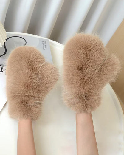 Fox Fur Plush Thickened Winter Gloves