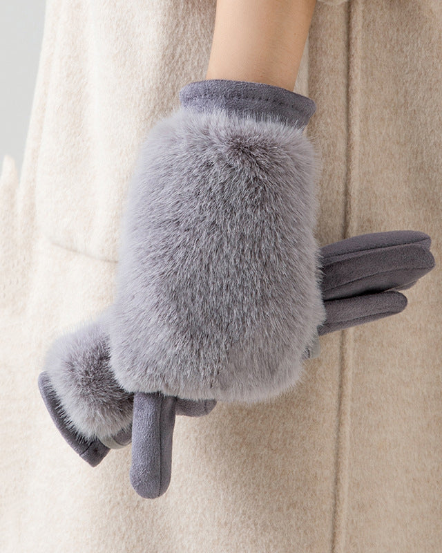 Mink Fleece & Suede Windproof Warm Touchscreen Gloves
