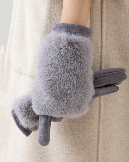Mink Fleece & Suede Windproof Warm Touchscreen Gloves