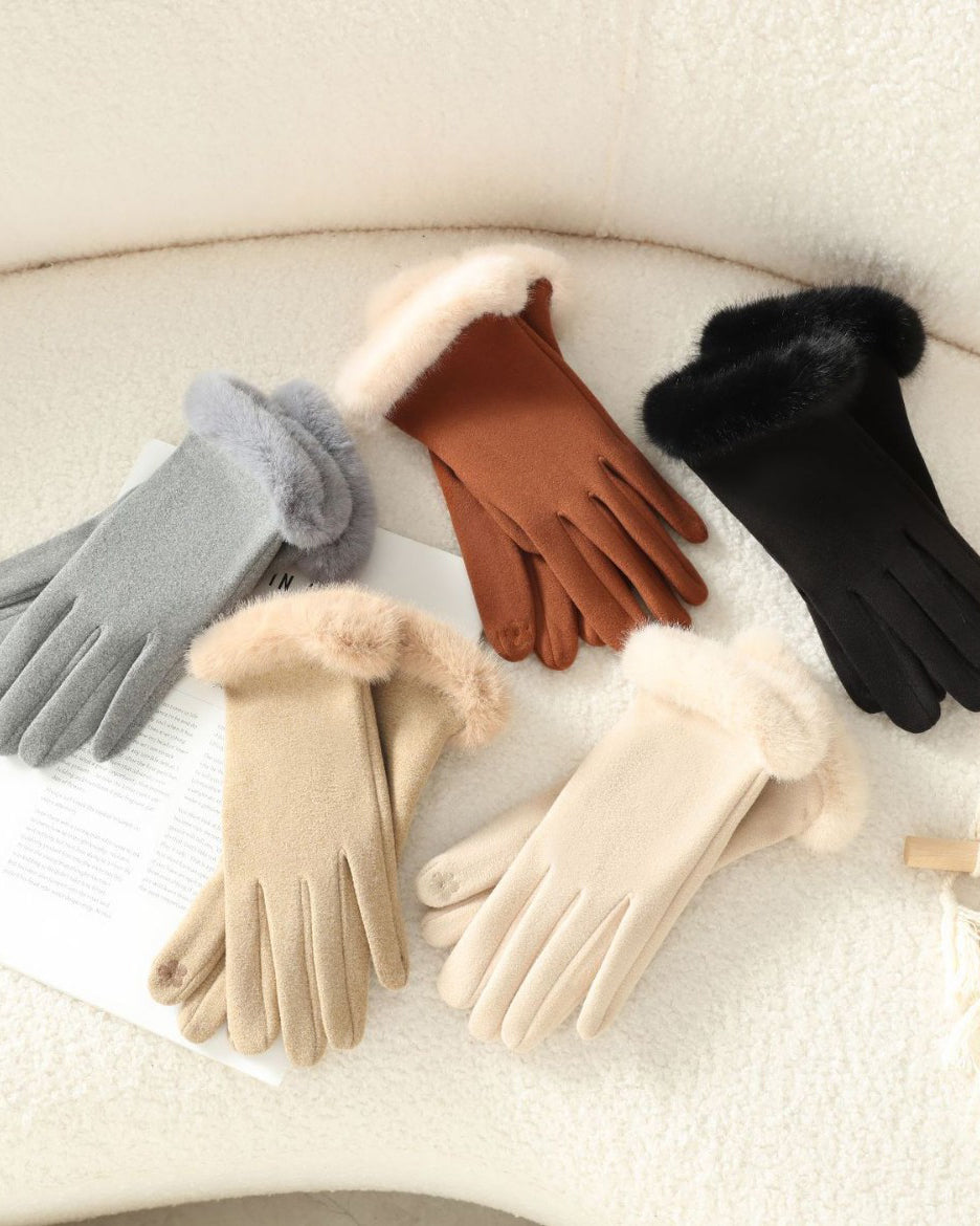 Fluffy Fleece Lined Warm Touchscreen Gloves