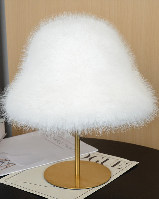 Faux Fur Fox Fur Hat Plush Fisherman Hat