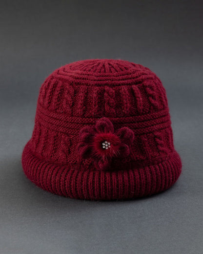 Knitted Flower Jacquard Warm Fisherman Hat