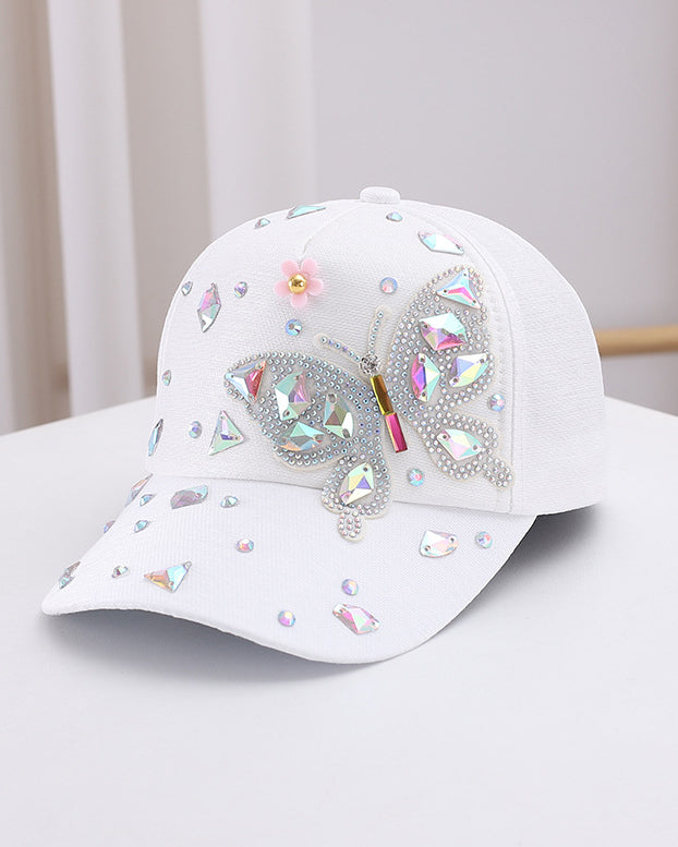 Colorful Glass Rhinestone Butterfly Baseball Cap