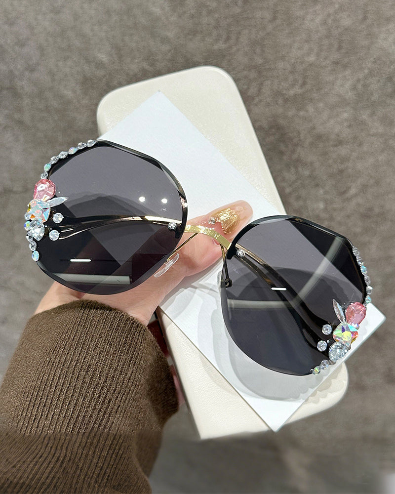 Fashion Rhinestone Sparkling Polygonal Frameless Women's Glasses