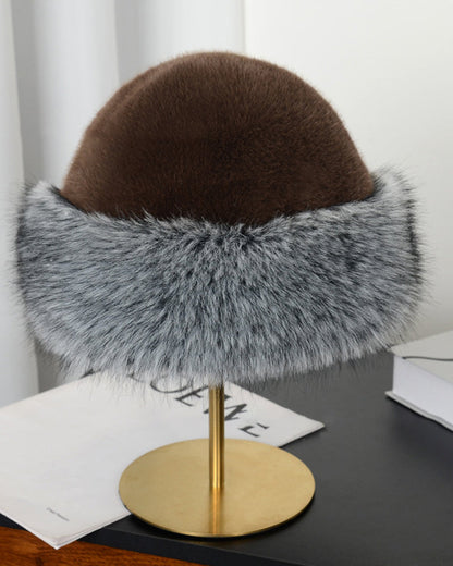 Thickened Fleece-lined Mink Fur Earflap Hat