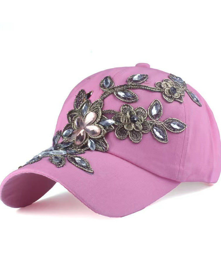 Fashionable Rhinestone-Studded Baseball Cap with Intricate Golden