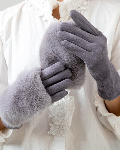 Mink Fleece & Suede Windproof Warm Touchscreen Gloves