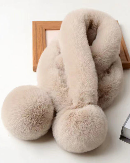 Solid Color Fashion Scarf Warm Imitation Rex Rabbit Fur Scarf