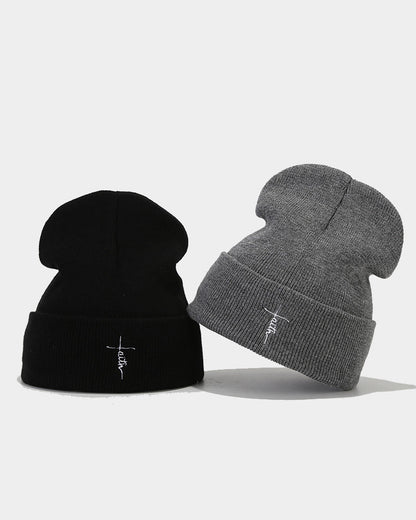 Street Hip Hop Letter Embroidered Knit Hat-Unisex