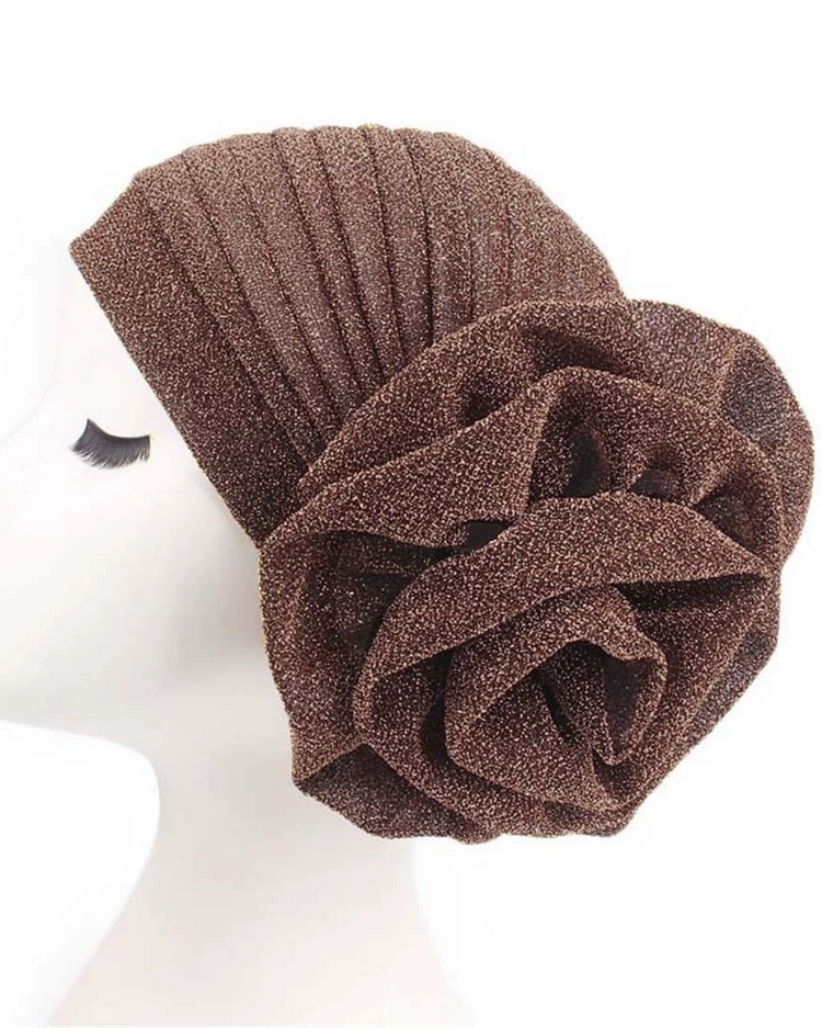 New Brilliant Silk Large Flower Hood Headscarf Hat, Ethnic Hat, African Head Wrap.