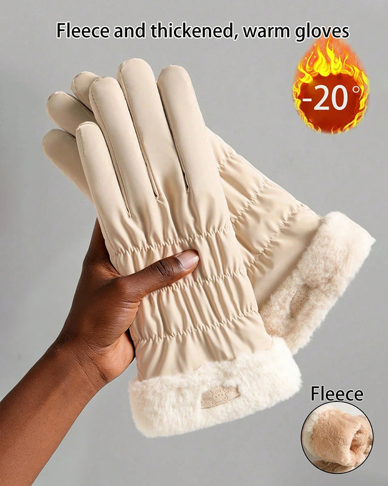 Warm Gloves Velvet Thickened Outgoing Windproof Water-repellent Ski Gloves