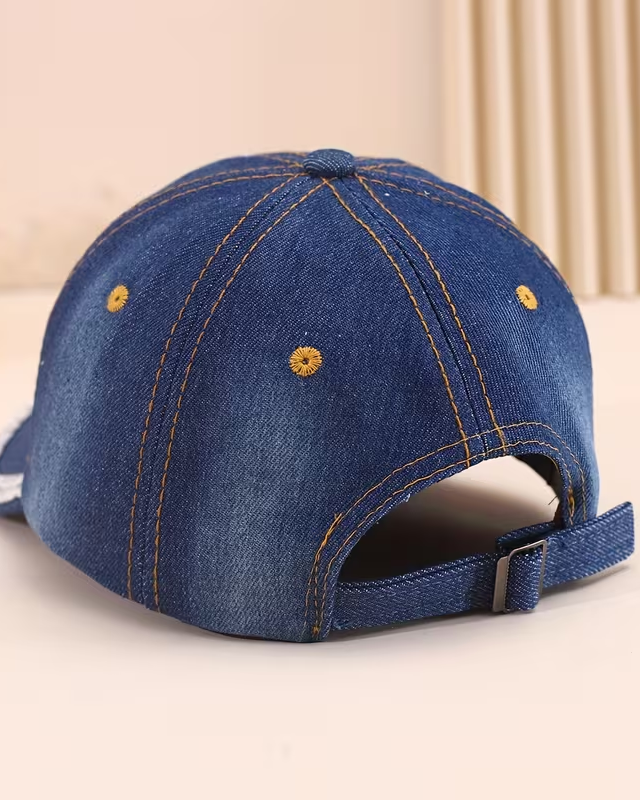High-quality Rhinestone Queen Retro Adjustable Denim Baseball Cap