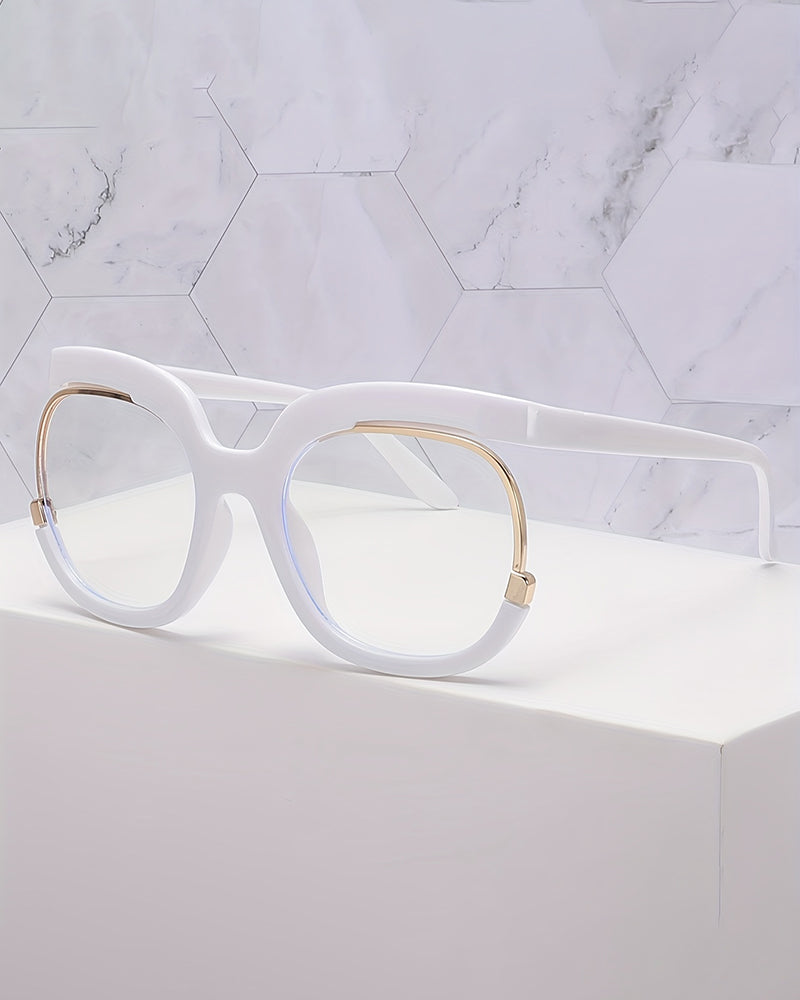 Women'S Y2K Fashion Glasses - Oversized Clear Lens Fashion Glasses with Metal Hinge