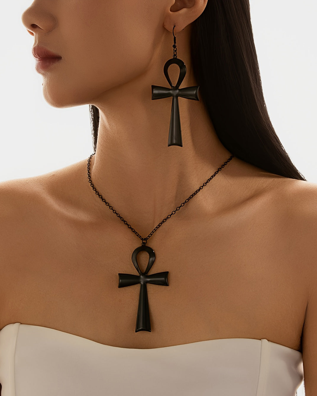Ancient Egyptian Cross Metal Earrings