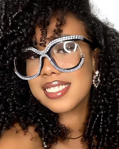 Rhinestone Glasses Fashion Women Oversized Glasses