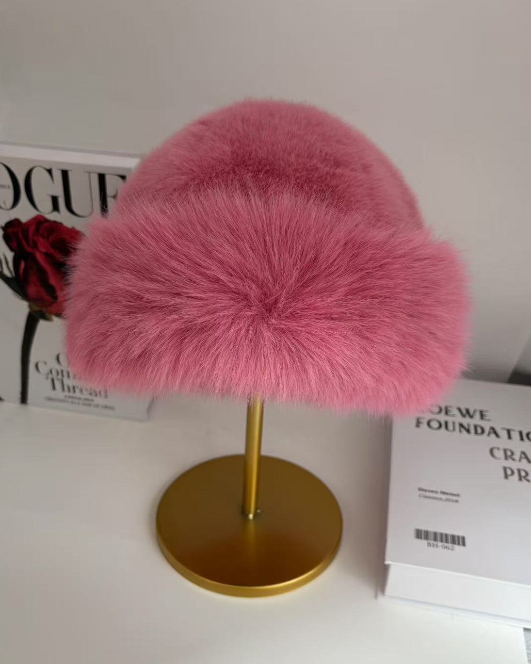 Oversized Fluffy Faux Fur Pompom Hat Warm And Luxurious For Winter