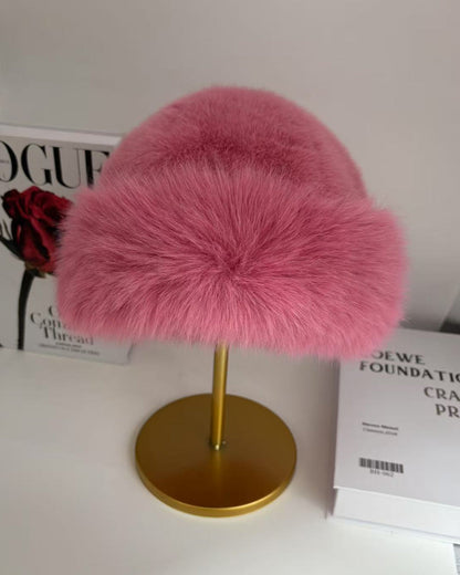 Oversized Fluffy Faux Fur Pompom Hat Warm And Luxurious For Winter